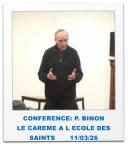 CONFERENCE: P. BINON LE CAREME A L ECOLE DES SAINTS       11/03/26