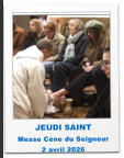 JEUDI SAINT   Messe Cène du Seigneur  2 avril 2026
