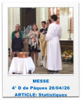 MESSE 4° D de Pâques 26/04//26 ARTICLE: Statistiques